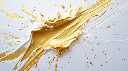 Poster - Dynamic golden paint splash artwork studio abstract art bright environment close-up creative expression for visual impact