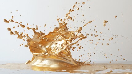 Poster - Dynamic gold liquid splash studio setting high-definition image artistic environment close-up view creative concept for impact