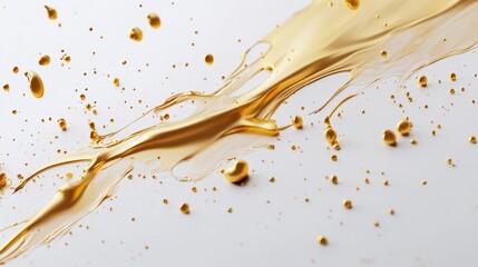 Poster - Dynamic splash of golden liquid artistic studio high-resolution image minimalist environment close-up viewpoint fluid motion concept