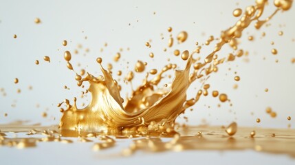 Poster - Dynamic splash of golden liquid artistic studio photography abstract background close-up view creative expression for visual impact
