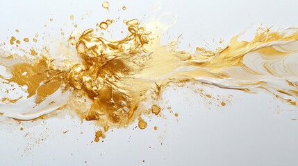 Poster - Dynamic golden liquid splash art studio setting abstract visuals clean environment close-up perspective creation concept