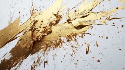 Poster - Dynamic gold paint splash action art studio abstract art creative environment close-up visual impact and texture