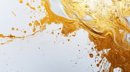 Poster - Dynamic golden liquid splash studio abstract art minimalist environment close-up shot creative concept for visual impact