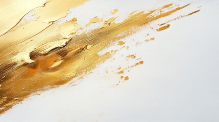 Poster - Dynamic gold brush strokes abstract art studio texture exploration minimalist setting close-up view artistic expression