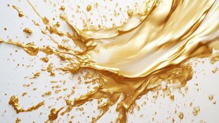 Poster - Dynamic golden liquid splash studio high-resolution photography abstract close-up concept of movement and elegance