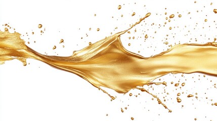 Poster - Dynamic gold liquid splash studio setting high- image isolated background close-up view illustrating fluid motion