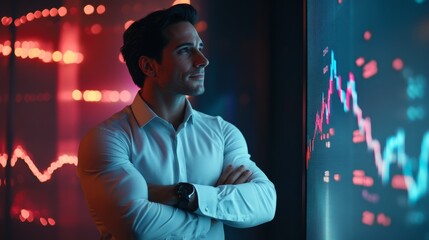 Poster - Financial analyst reviewing stock trends office digital analysis modern workspace professional perspective investing insights