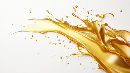 Poster - Dynamic golden liquid splash studio setting abstract art minimalist background close-up perspective creative expression