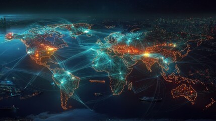 Fototapete - A computer generated image of the world with a blue and green color scheme
