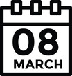 © MDneamul - March 8 on calendar icon vector. Calendar vector icon. Deadline. Date.