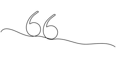 Poster - Single continuous line drawing of a quote mark. One continuous line of a quote mark drawing. Vector illustration. Quote linear design, Quote in speech with commas, quotation mark in talk, continuous. 