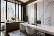 © Michael - Modern White Marble Office Design with Elegant Textures and Stylish Atmosphere