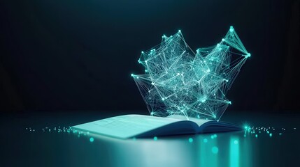 Poster - A glowing geometric AI interface reading encrypted documents.