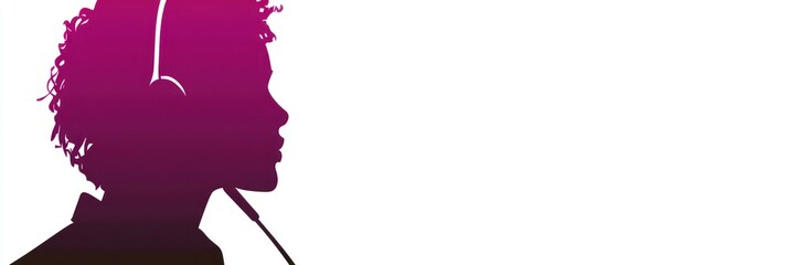 Aufkleber - Silhouette of a person wearing a headset, suggesting communication or technology use.