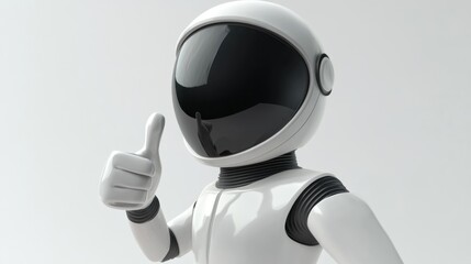 Poster - A stylized astronaut figure giving a thumbs up in a futuristic design.
