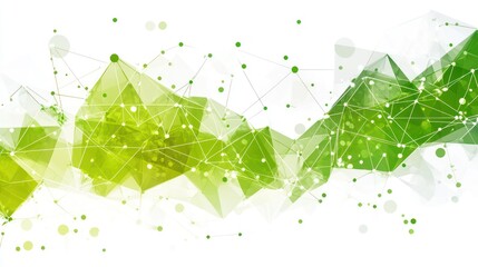 Aufkleber - Abstract geometric design with green tones and connected dots, representing data or nature.