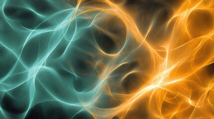 Poster - Abstract swirling patterns in teal and orange, evoking energy and movement.