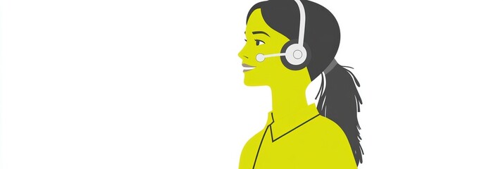 Poster - Illustration of a woman wearing a headset, representing customer service or support.