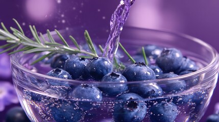 Poster - A refreshing drink with blueberries and herbs in sparkling water.