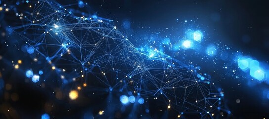 Poster - A 3D image of a mesh representing internet connections in cloud computing, featuring interconnected dots.