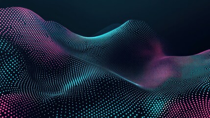 Poster - Abstract digital landscape with vibrant dots creating a wave-like effect.