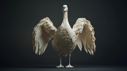 Poster - A detailed origami representation of a swan with outstretched wings.