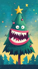 Wall Mural - A monster Christmas tree. AI.