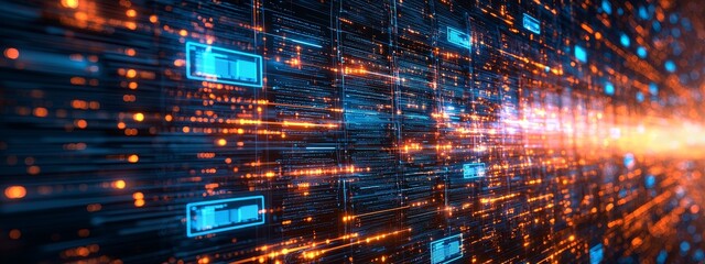 Poster - An IT consultant has set up a Document Management System (DMS) with modern computers to search for and manage corporate information and files.