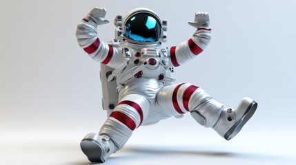 Poster - A playful astronaut figure in a white spacesuit, showcasing a fun, dynamic pose.