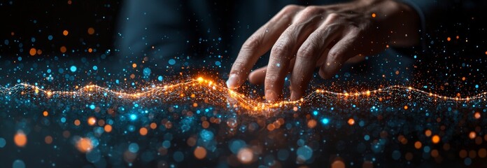 Poster - A businessman is analyzing economic growth charts, setting business development targets, managing finance and investment, and addressing global business and social network data.