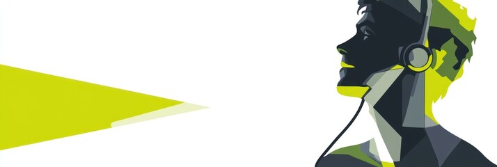 Poster - A stylized silhouette of a person wearing headphones, suggesting music or audio engagement.