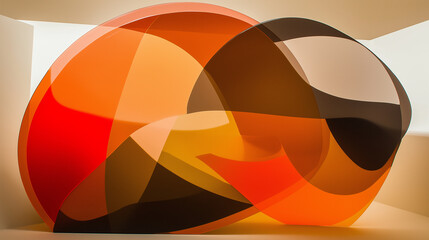 Poster - Artistic wall decor featuring complex interwoven shapes in vibrant warm colors