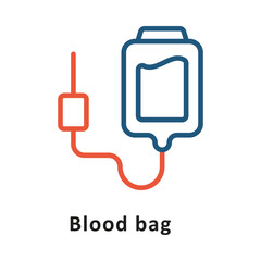 Fototapete - blood Bag Vector Two Colors Outline Icon. Eps 10 File