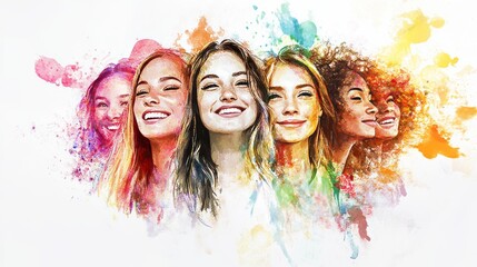 Wall Mural - Women from various ethnicities, each expressing joy and warmth