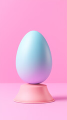 Poster - An exquisite blue and pink egg stands gracefully on a pink pedestal, surrounded by a joyful pastel ambiance