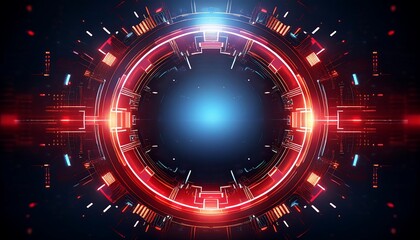 Poster - Futuristic digital interface with glowing elements.