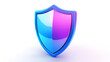 © Gary - Shield depicting protection. shield 3d icon. Protection, defense and security concept symbol: blue and purple shield on isolated on white background
