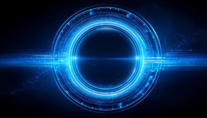 Poster - Futuristic blue digital interface design.