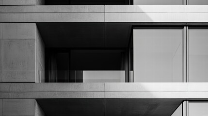 Wall Mural - Modern Architectural Design Monochromatic Study of Concrete and Glass.