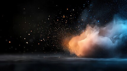 Wall Mural - Colorful Smoke and Dust Explosion on Dark Background