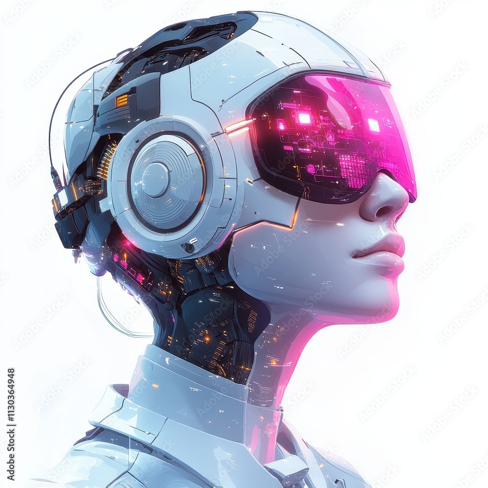 AI in Neobank Technology: A Futuristic Robot with Headphones Represents ...