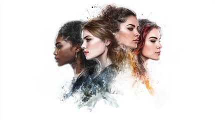 Wall Mural - Five women, each with distinct features and hairstyles