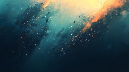 Wall Mural - Abstract Teal and Orange Watercolor Explosion