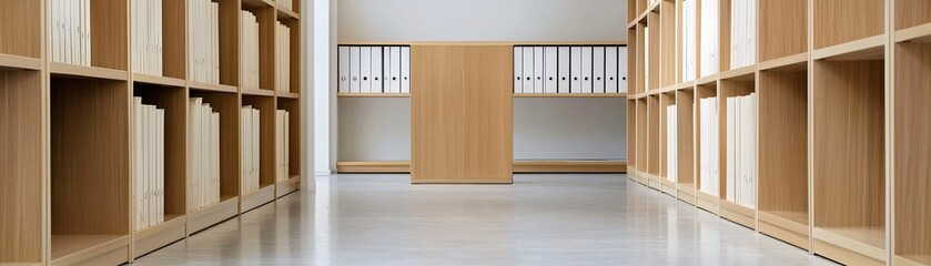 Poster - An organized archive room, rows of neatly filed tax records, a sense of precision and order