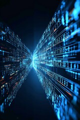Poster - a digital database concept, holographic projections of tax records being accessed by a government of