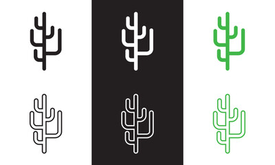 Poster - Cactus colour simple icon in outline and solid style.  Vector illustration. isolated on white and black background. EPS 10