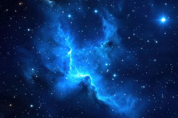 Wall Mural - Explore the wonders of the universe with this captivating blue nebula backdrop.