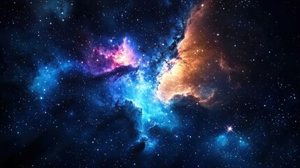 Poster - Nebula exploration closeup of a colorful nebula with glowing stars in the cosmos evoking curiosity about the universe