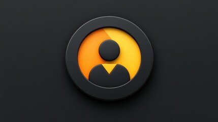 Poster - Striking black and yellow button, vivid contrast on dark background