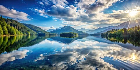 Wall Mural - Majestic water surface reflections creating a serene and mesmerizing scene , Tranquil, Nature, Reflection, Water, Lake, Ripple